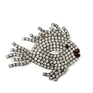 Vintage Czechoslovakian Rhinestone Fish Brooch